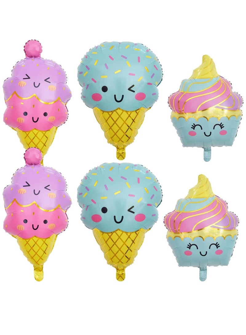 SOLARAE Large Ice Cream Balloons Set - 12 Pcs Foil Mylar Balloons for Summer Hawaii Luau Birthday and Baby Shower Party Decorations Supplies. Perfect for Ice Cream Themed Celebrations! - Image 5