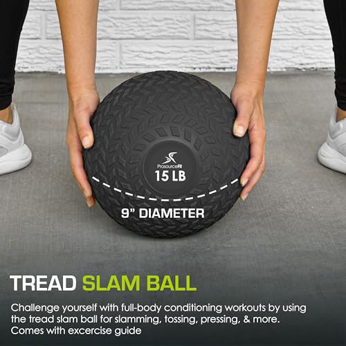 ProsourceFit Slam Medicine Balls 5, 10, 15, 20, 25, 30, 50lbs Smooth and Tread Textured Grip Dead Weight Balls for Strength and Conditioning Exercises, Cardio and Core Workouts - Image 3