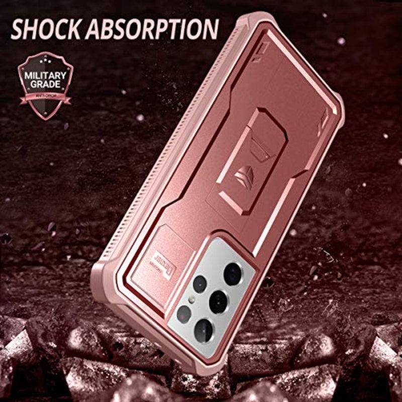 Samsung Galaxy S21 Ultra case with built-in screen protector and kickstand: heavy-duty military-grade shockproof protection in pink - Image 5