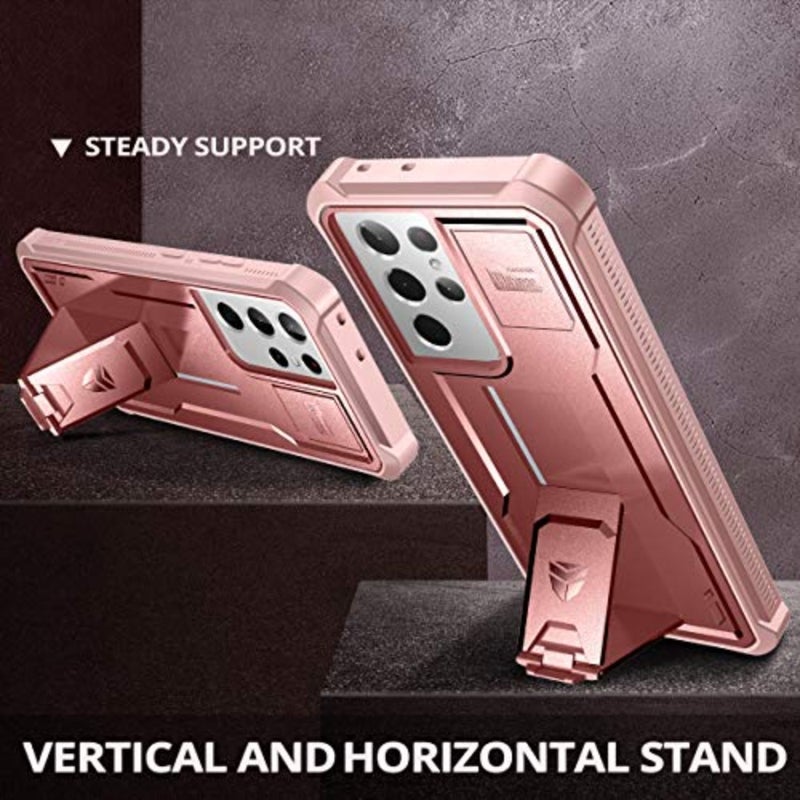 Samsung Galaxy S21 Ultra case with built-in screen protector and kickstand: heavy-duty military-grade shockproof protection in pink - Image 4