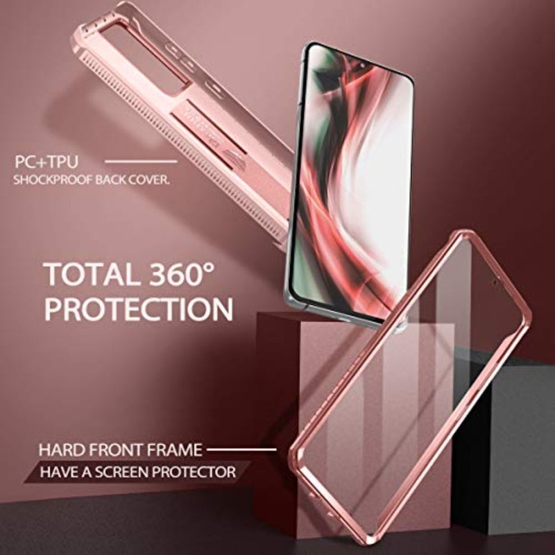 Samsung Galaxy S21 Ultra case with built-in screen protector and kickstand: heavy-duty military-grade shockproof protection in pink - Image 3