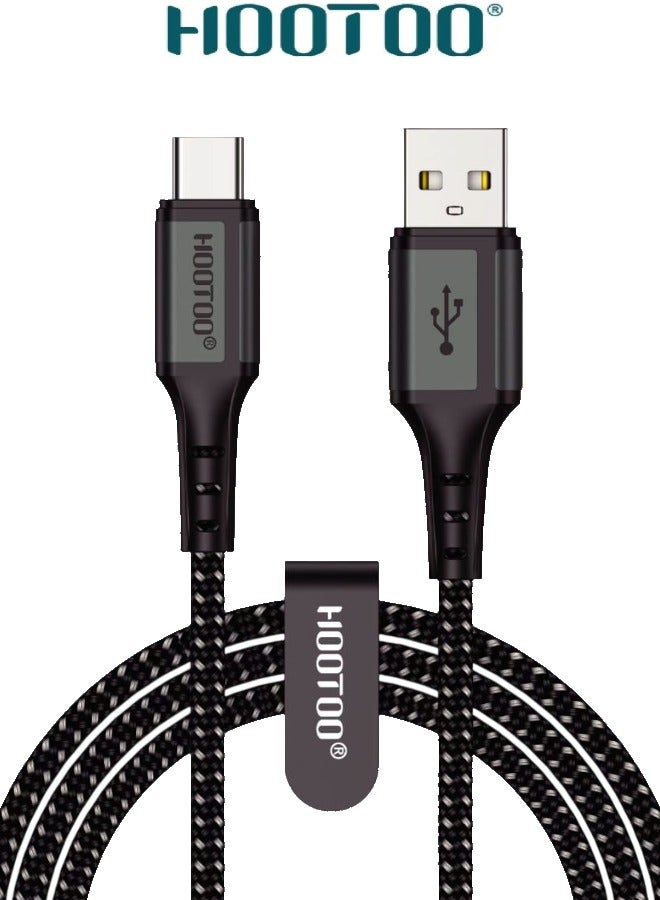 HooToo 1.2m usb to type c charger cable. Cut-resistant fabric charging cable. Type C cable supports fast charging up to 3A. iPhone charger cable, iPad charger, Samsung, Honor, & many other supported devices. - Image 1