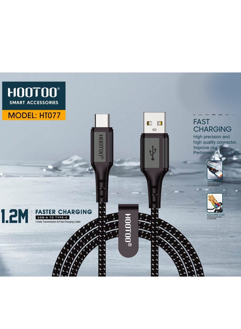 HooToo 1.2m usb to type c charger cable. Cut-resistant fabric charging cable. Type C cable supports fast charging up to 3A. iPhone charger cable, iPad charger, Samsung, Honor, & many other supported devices. - Image 2