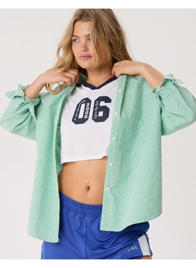Aerie Striped Pocket Detailed Button Down Shirt