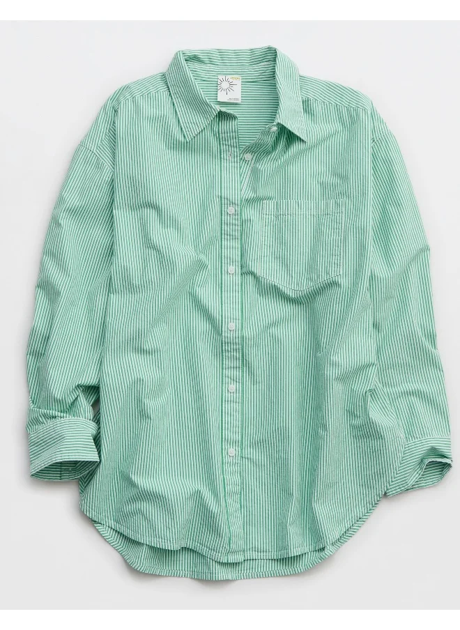 Aerie Striped Pocket Detailed Button Down Shirt