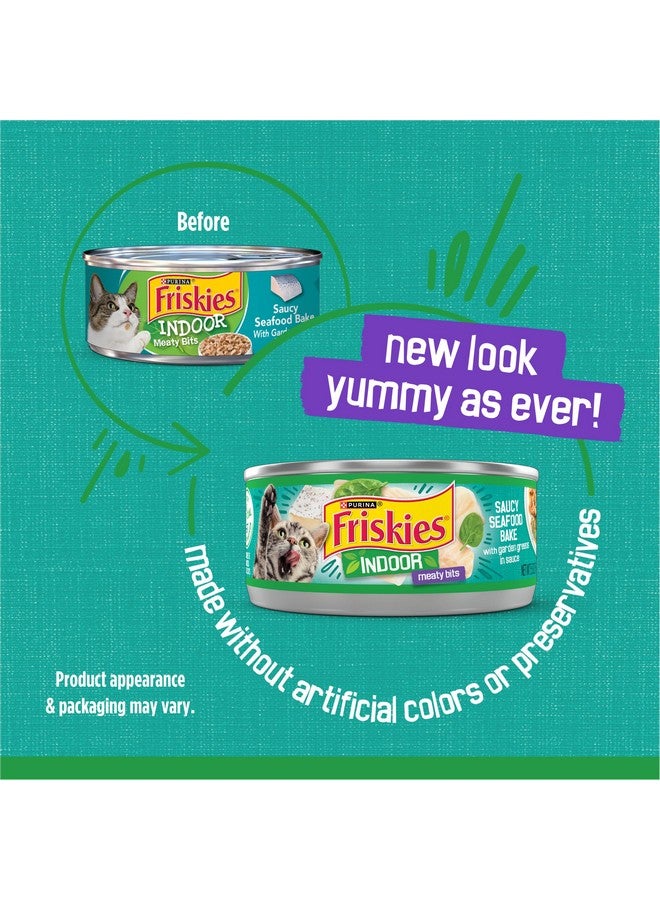 Friskies Purina Friskies Indoor Cat Food Meaty Bits Saucy Seafood Bake With Garden Greens in Sauce - (Pack of 24) 5.5 oz. Cans - Image 2