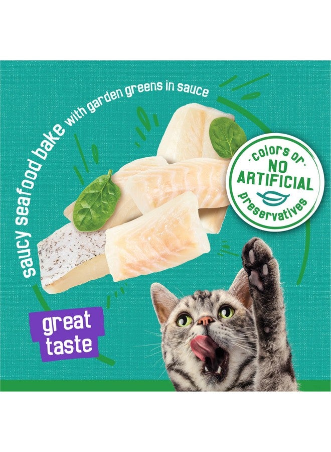 Friskies Purina Friskies Indoor Cat Food Meaty Bits Saucy Seafood Bake With Garden Greens in Sauce - (Pack of 24) 5.5 oz. Cans - Image 4