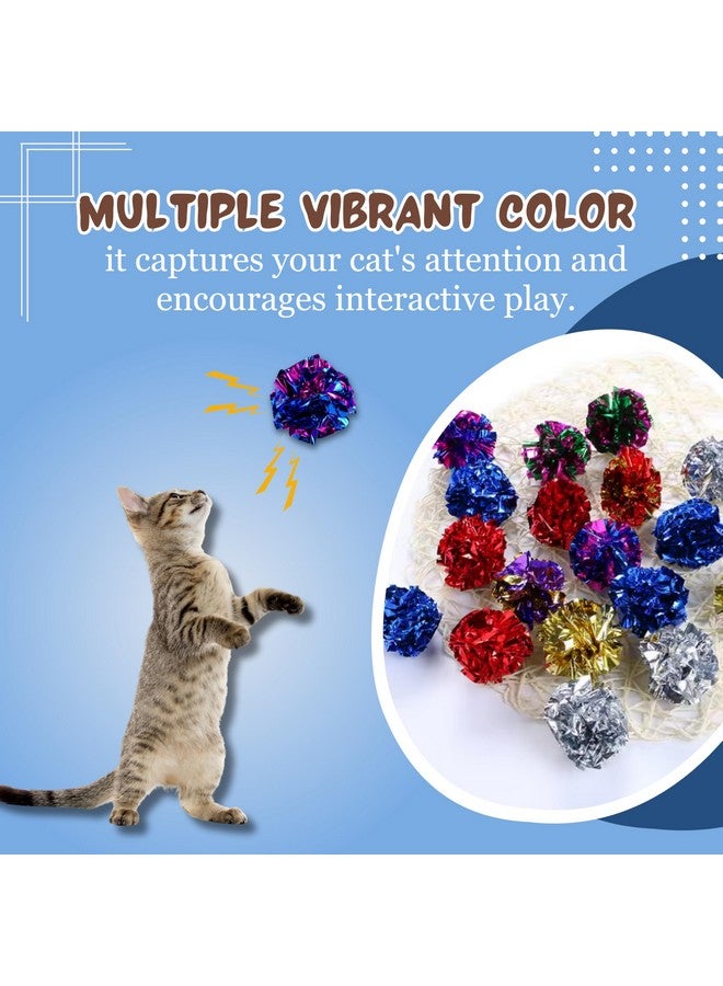 Interactive Cat Crinkle Mini Ball Toy - (Pack Of 10), Non-Toxic Mylar Material Colorful Chew And Chase Mini Ball Toy For Cats And Kittens Exercise, Activity, Training Toy (Size: 4.5Cm) - Image 3