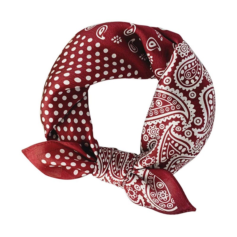 MEISEE Pure Natural Mulberry Silk Scarfs Women Small Square Scarf 21" x 21" Breathable Lightweight Neckerchief Printed Headscarf (B10 red) - Image 1