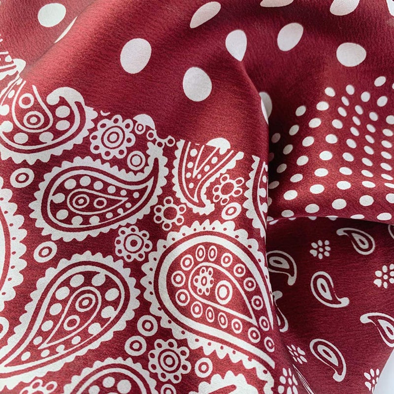 MEISEE Pure Natural Mulberry Silk Scarfs Women Small Square Scarf 21" x 21" Breathable Lightweight Neckerchief Printed Headscarf (B10 red) - Image 4
