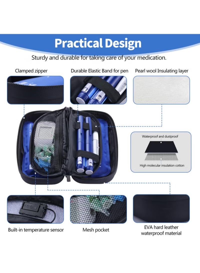ريد ليف حقيبة سفر مبردة للأنسولين معتمدة من إدارة أمن النقل، حقيبة سفر لمرضى السكري مع 2 كيس ثلج قابل لإعادة الاستخدام للحياة اليومية والرحلات، لون أسود - Image 2