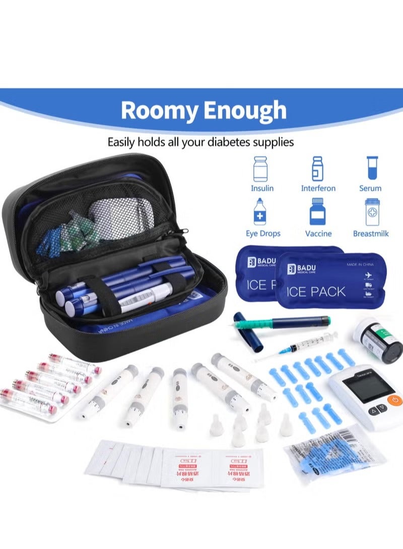 ريد ليف حقيبة سفر مبردة للأنسولين معتمدة من إدارة أمن النقل، حقيبة سفر لمرضى السكري مع 2 كيس ثلج قابل لإعادة الاستخدام للحياة اليومية والرحلات، لون أسود - Image 3