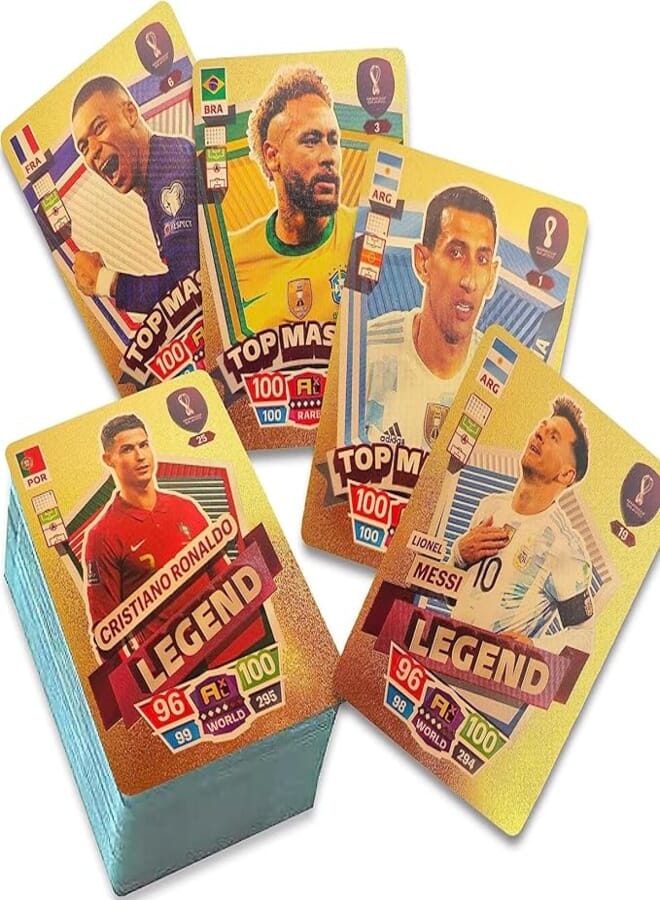 Sueroom 2023 World Cup Football Star Card Road to UEFA Nations League Finals, Gold Foil 55 Pack of Football Cards for Gift from 6 Years (Gold)
