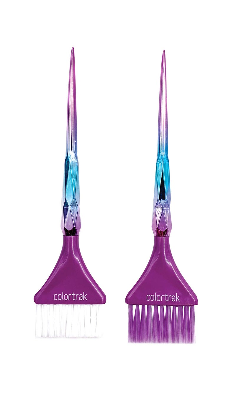 Colortrak Colortrak The Aurora Collection Wide Color Brushes GemCut Handle Tapered End StainFree Metallic Finish Matches Other The Aurora Collection Products 2 Pack  1xFirm Bristle 1xFeather Bristle