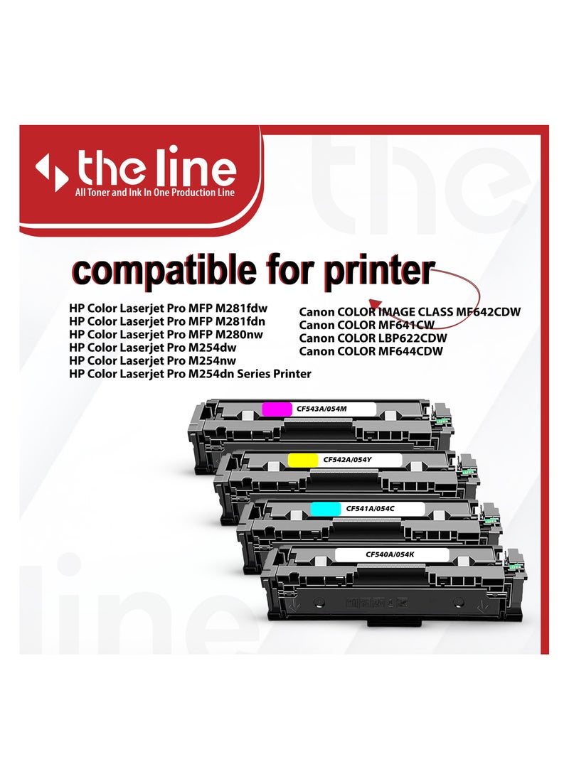 The Line - THE LINE 203A CF540A CF541A CF542A CF543A Toner Set Compatible with HP Color Laserjet Pro MFP M254dw M254dnw M280nw M281fdn M281fdw M281cdw Printer (Black Cyan Yellow Magenta) - Image 1