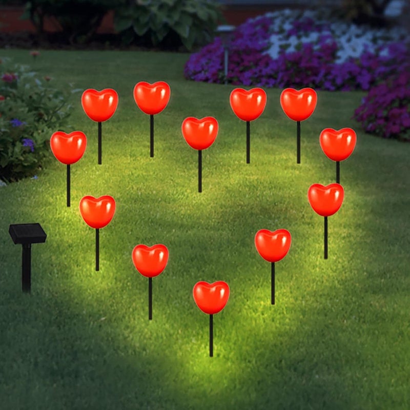 klarako Solar Garden Lights Outdoor Decor, Valentine's Day Heart Shape Solar Powered Garden Stake Lights, Red Love Heart Outdoor Stakes LED Lights for Lawn Yard Decoration (2PCS) - Image 3