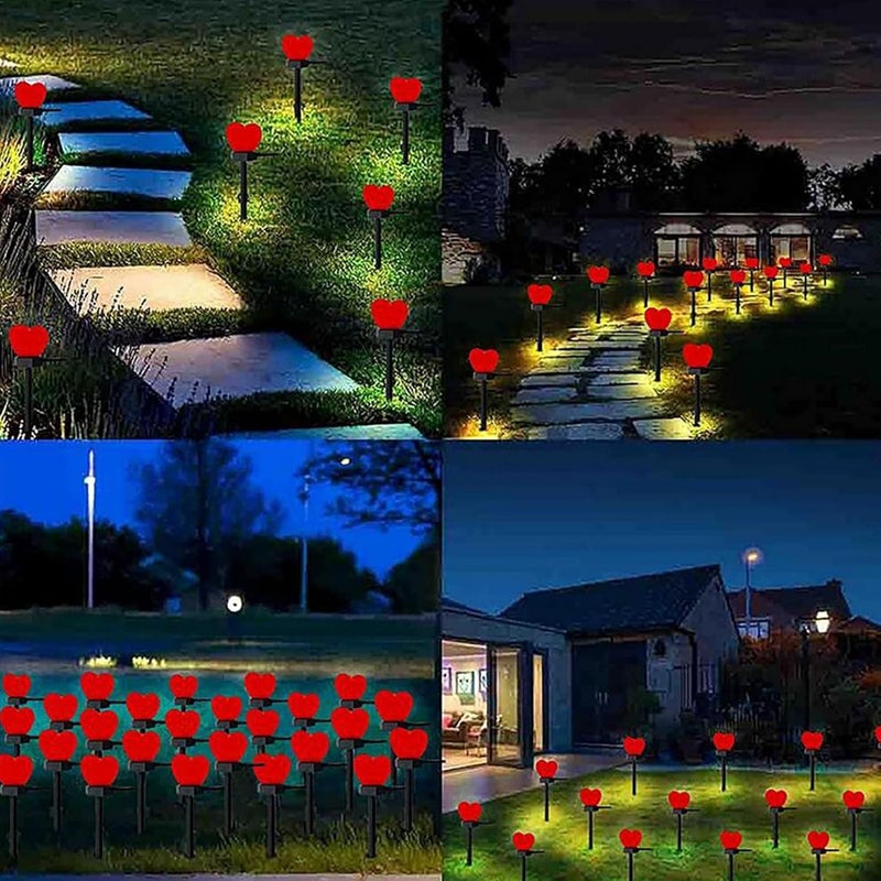 klarako Solar Garden Lights Outdoor Decor, Valentine's Day Heart Shape Solar Powered Garden Stake Lights, Red Love Heart Outdoor Stakes LED Lights for Lawn Yard Decoration (2PCS) - Image 4