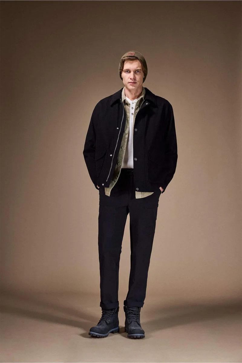 ديفاكتو Regular Fit Polo Collar Cotton Jacket