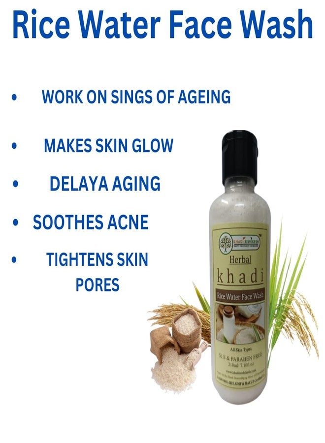 Khadi Rishikesh Herbal Rice Water Face Wash For Glassy Glowing Skin, Uneven Skin Tone, with rice water| All skin Types,Women &Men-210Ml - Image 2
