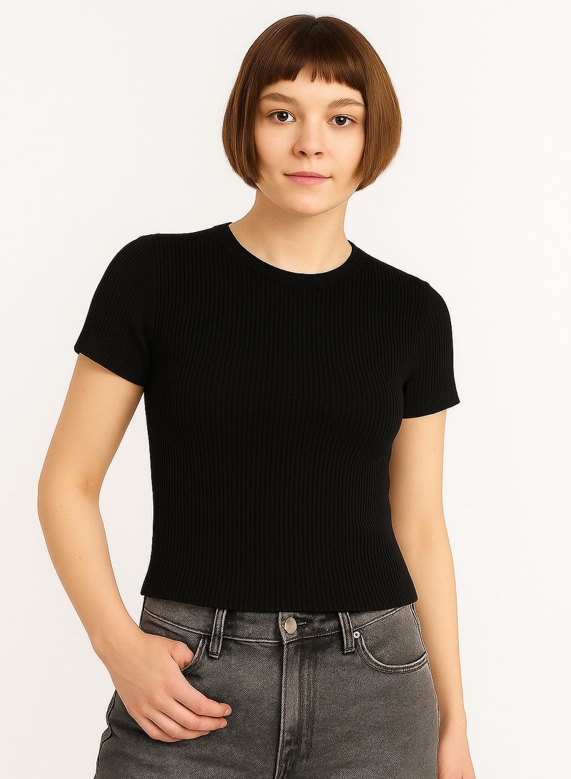 Soft Steps 2-Piece Ribbed Top Crew Neck Half Sleeve - Basic T-shirts for women  - Image 1