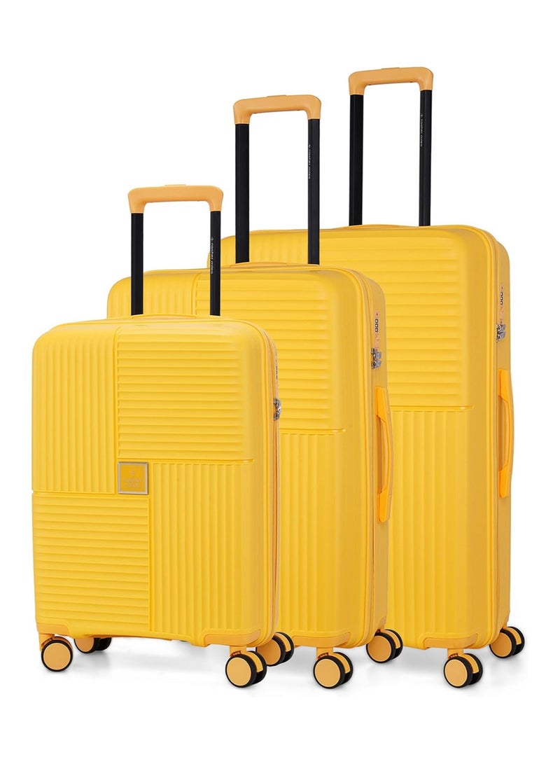 nasher miles Nasher Miles Singapore Hard-Sided Polypropylene Luggage Set of 3 Yellow Trolley Bags (55, 65 & 75 )  - Image 1