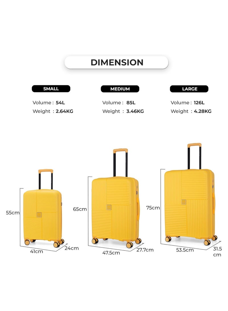 nasher miles Nasher Miles Singapore Hard-Sided Polypropylene Luggage Set of 3 Yellow Trolley Bags (55, 65 & 75 )  - Image 3