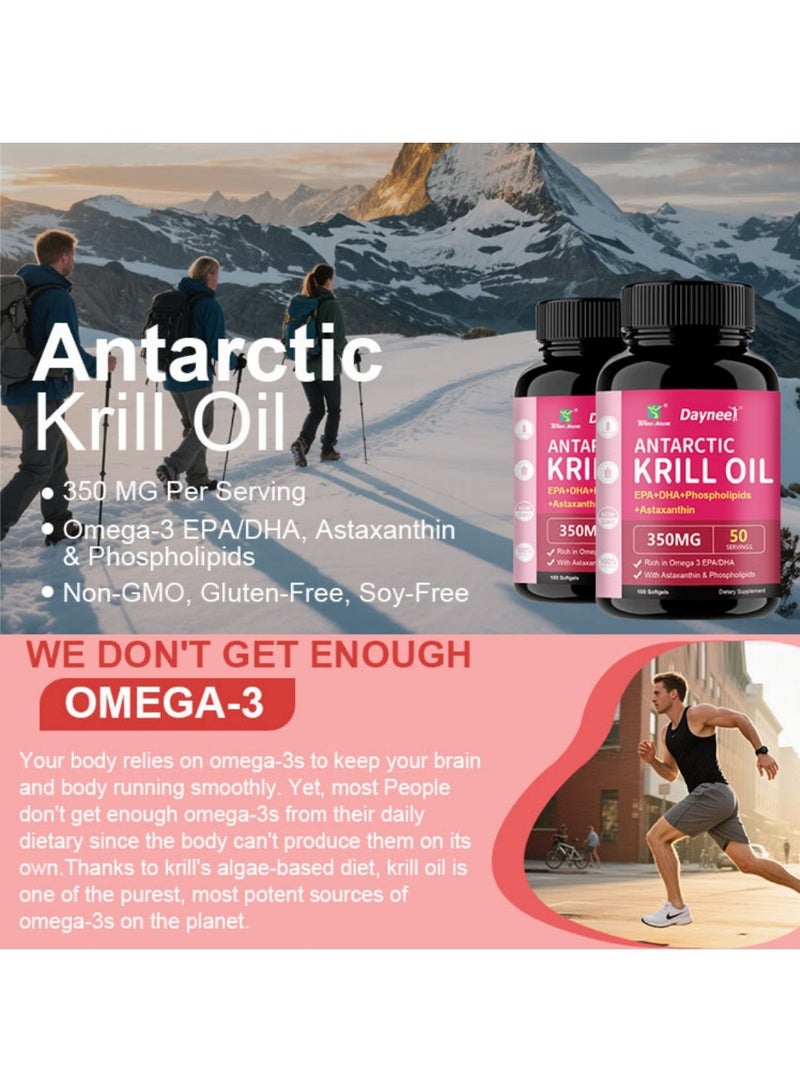 Wins Town Antarctic Krill Oil Softgels | 350mg Phospholipid-based Omega-3 100 Capsules - Image 3