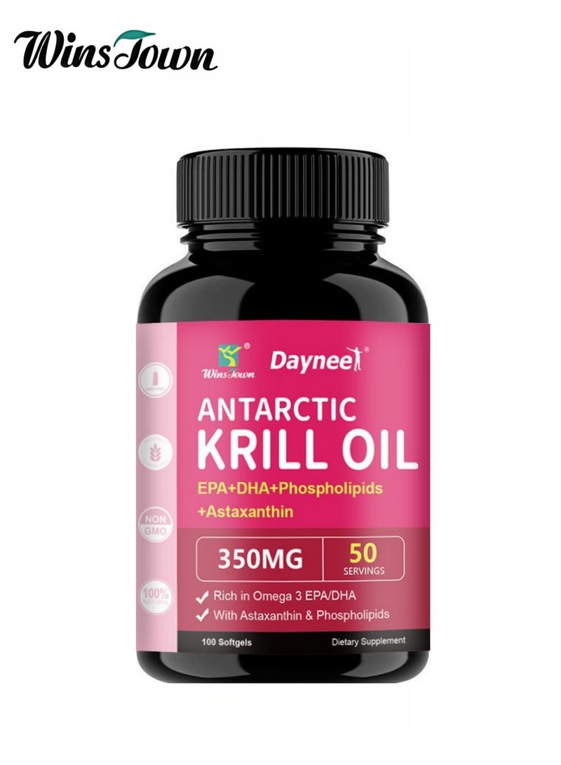 Wins Town Antarctic Krill Oil Softgels | 350mg Phospholipid-based Omega-3 100 Capsules - Image 1