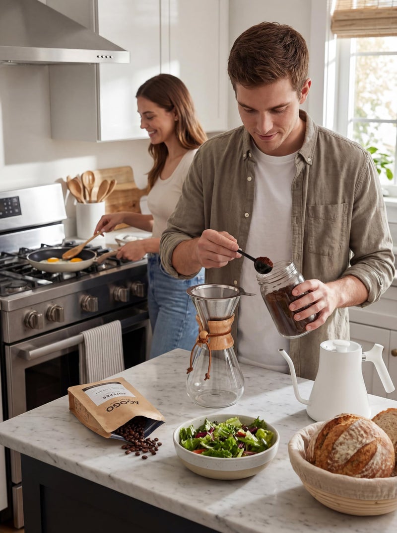 AGOGO Pour Over Coffee Maker Glass - 6/8/10 Cup Barista Kit with 304 Stainless Filter for Home, Office, Camping, Cafes - Easy Clean Coffee Dripper Set (Rag&Brush Included) (6 Cup/20 oz) - Image 2