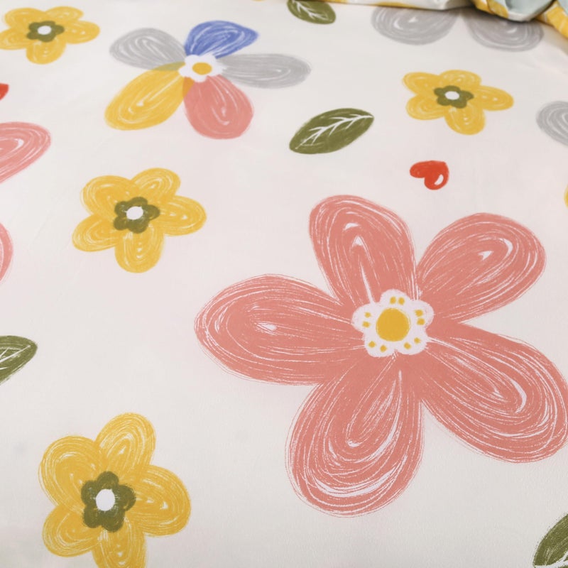 MAG 3pcs Floral Bedding Duvet Cover Set Twin,Boho Duvet Cover Colorful,Flower Duvet Cover Set for Toddler, Kids, Girls, Super Cute Microfiber (no Comforter) (Yellow, Twin) - Image 5