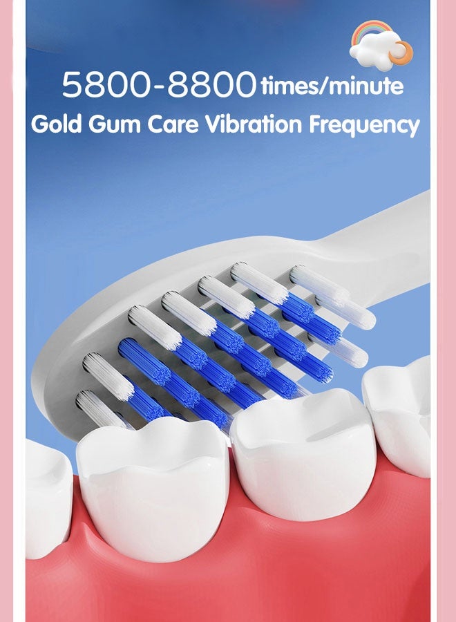 Sharpdo Sonic Electric Toothbrush for Kids, Rechargeable Toothbrushes with  4 Brush Heads, 4 Adjustable Modes, 30s Reminder and 2 Minutes Timer - Image 5