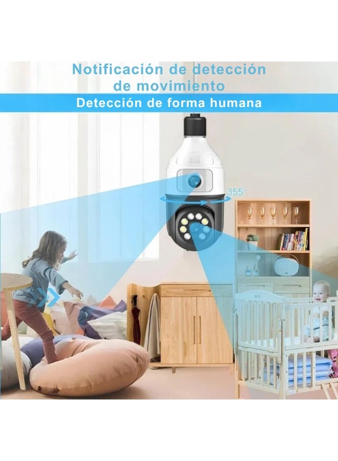 JORTAN JTZ-9696 QJB Indoor Security Bulb Camera, 360° Rotation, Smart Alarm, People Tracking, Night Vision, 2.4GHz Wi-Fi Connectivity, Two-Way Audio, Cloud Storage and MicroSD Card, App Compatible - Image 2
