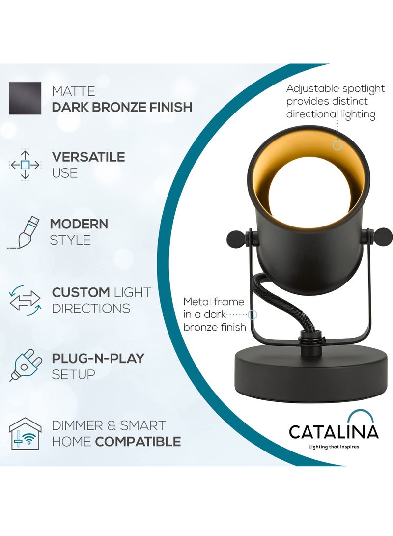 Lighting Modern Multipurpose Spotlight Base 6" Industrial Wall Lamp Desk or Wall Mount Accent Lamp Wall Sconce Lamp for Hallway Headboard Picture Office Dark Bronze No Power Plug and Bulb Included  - Image 3