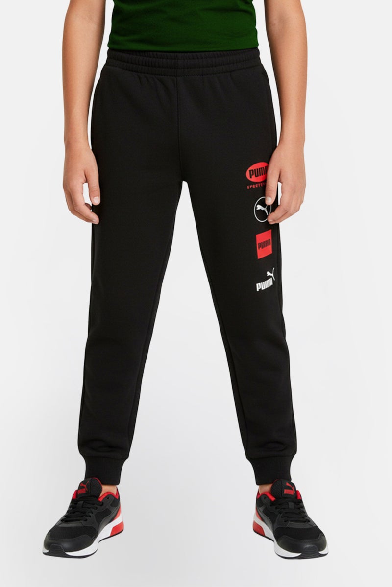 PUMA Kids Boy Brand Logo Outdoor Sweatpants, Black - Image 1