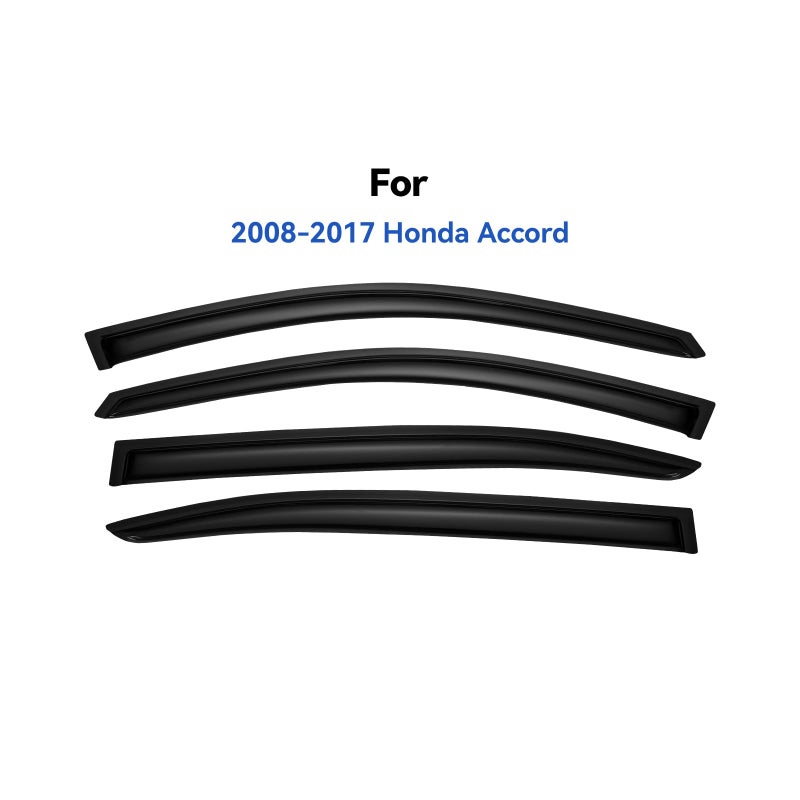 YQAUTEC Window Visors Rain Guards Shield for 2008-2017 Honda Accord, Out-Channel Window Vent Wind Deflectors Visors Shades for 08-17 Accord 4Door Sedan - Image 2