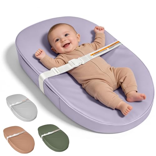 JVEOO Baby Changing Pad Waterproof Vegan Leather Wipeable Diaper Changing Pad with Safety Strap NonSlip Changing Mat for Dresser Table - Image 1