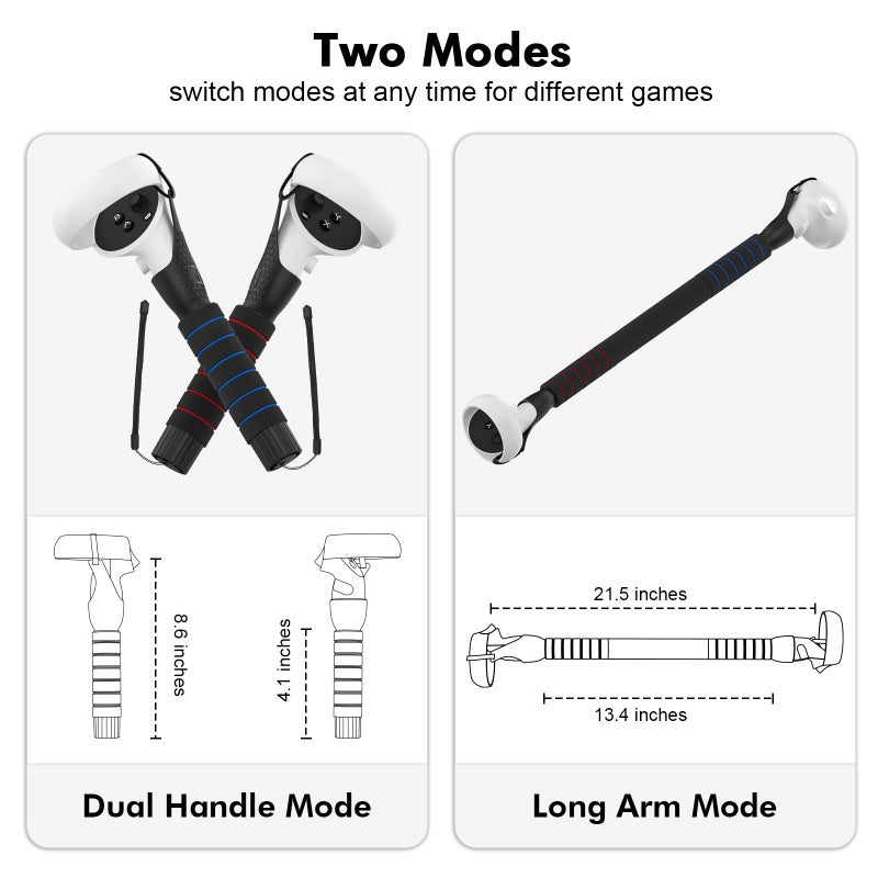 AMVR Gorilla Tag Long Arms Beat Saber Handles Compatible with Oculus Quest 2/Quest/Rift S, VR Controller Extension Grip Accessories 2 in 1 Sticks Attachment, Reinforcement with Tie Wraps(Not for Q3) - Image 3