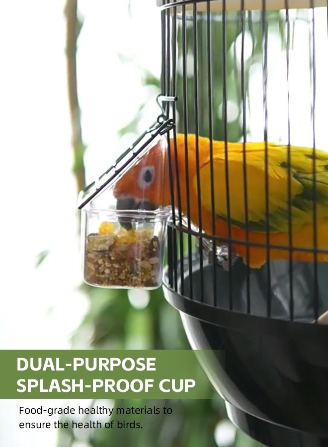 Ammar Space Round Bird Cage Birdcage Parakeet Cage Parrot cage for Small Size Birds Flight Cockatiel Lovebird Finches Canary Aviary Budgie-Black - Image 4