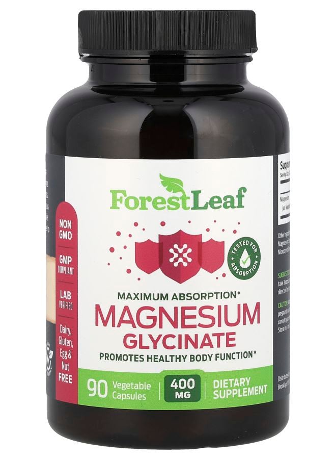 مغنيسيوم جليسينات أقصى امتصاص 400 ملغ 90 كبسولة نباتية (133.3 ملغ لكل كبسولة)