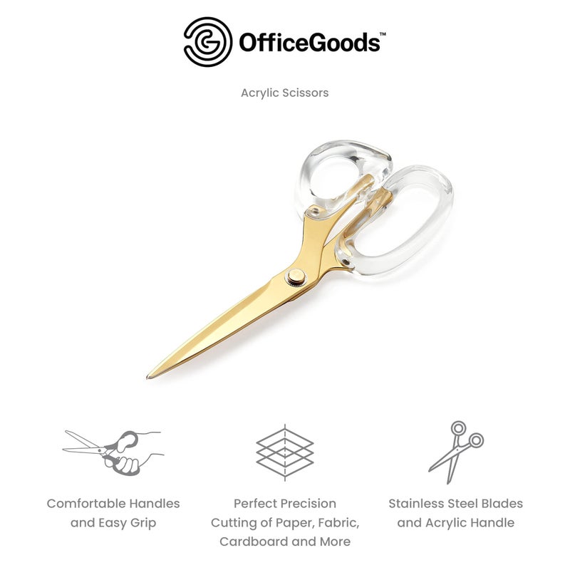 OfficeGoods 9â€ Stainless Steel Acrylic Scissors for Office and Home - Aesthetic and Sharp All Purpose Scissors, Perfect for Sewing, Arts and Crafts - Gold - Image 5