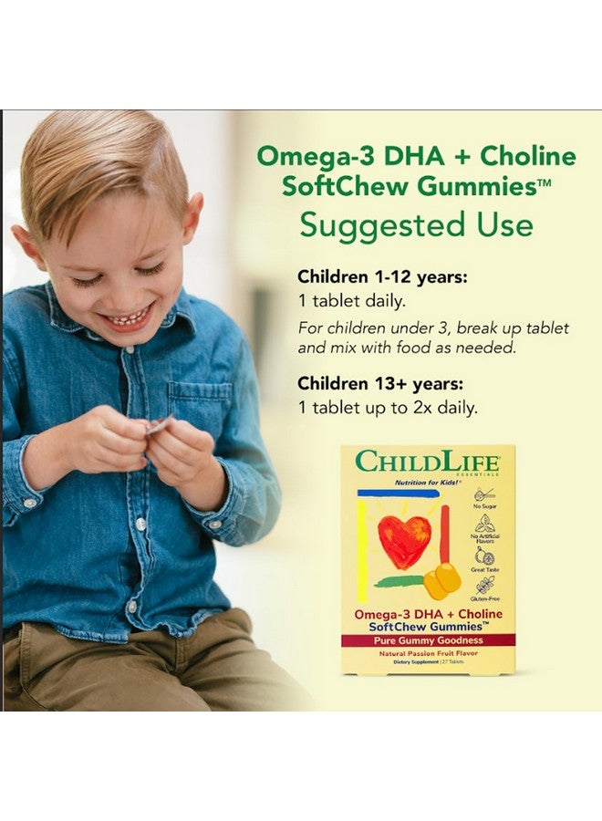 CHILDLIFE ESSENTIALS أوميغا-3 DHA + كولين حلوى مضغ - للأطفال، DHA للأطفال، حلوى أوميغا 3 مع كولين، زيت السمك للرضع، الأطفال الصغار والأطفال - نكهة فاكهة العاطفة الطبيعية، 27 قرص - Image 5