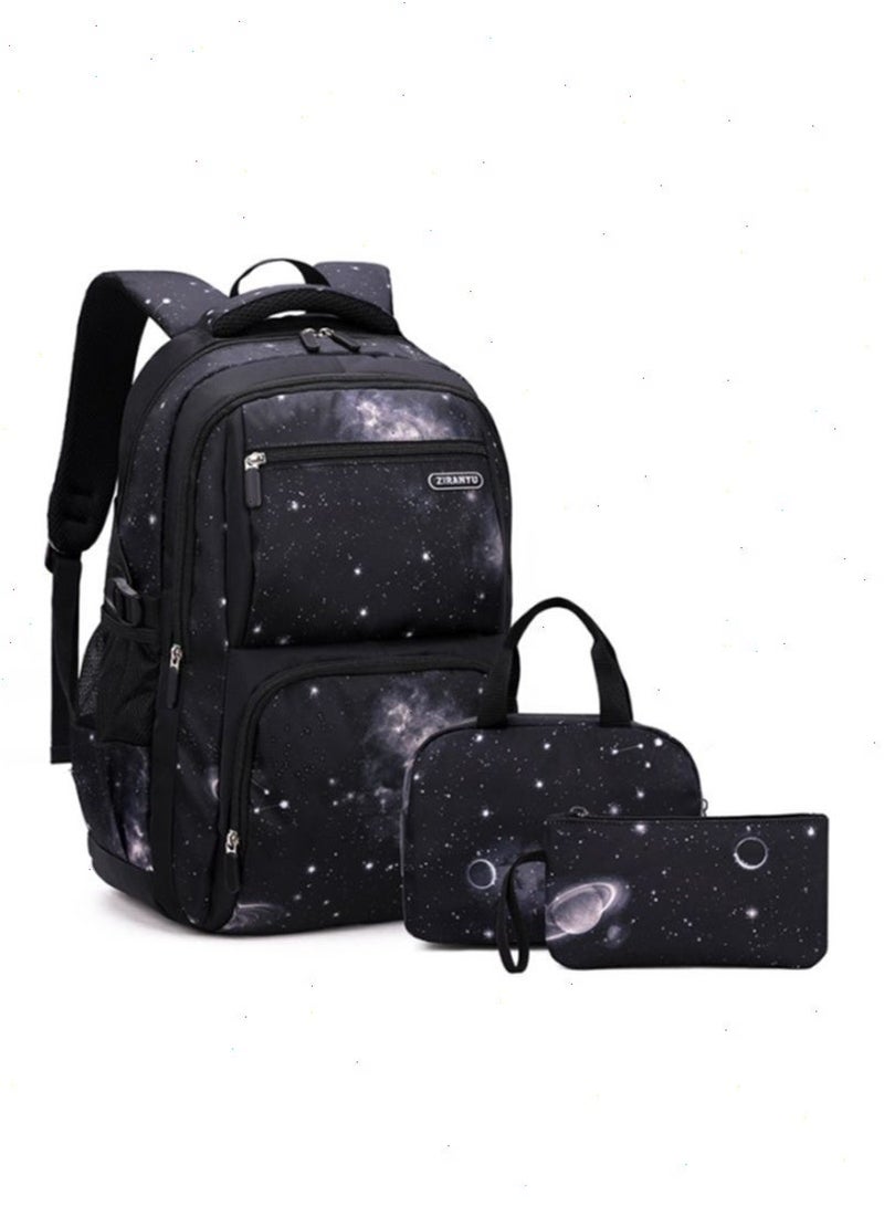 Lightweight Kids Backpack for Boys Girls, School Backpack with Matching Lunch Box, Space Galaxy Book Bag for Preschool Kindergarten Elementary School - Image 1