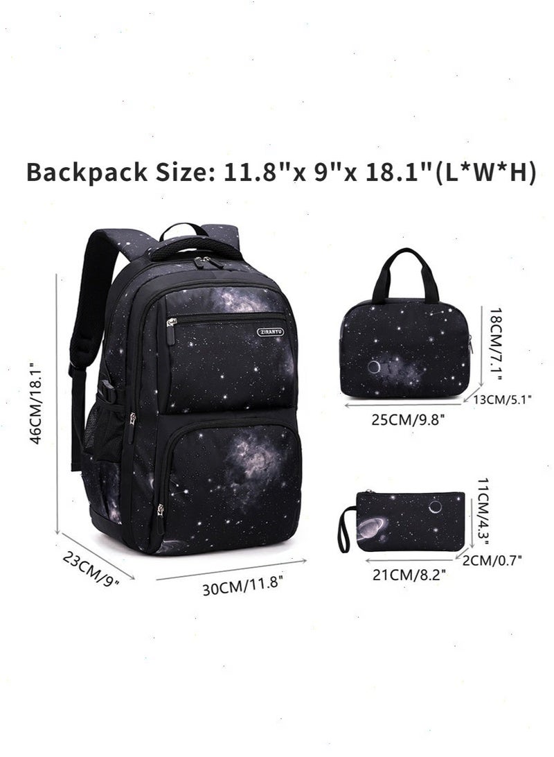 Lightweight Kids Backpack for Boys Girls, School Backpack with Matching Lunch Box, Space Galaxy Book Bag for Preschool Kindergarten Elementary School - Image 2