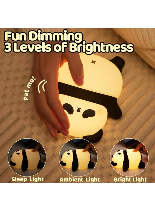 LED Cute Panda Night Light, 3-Level Dimmable Nursery Night Light, Squishy Silicone Night Light, Rechargeable Bedside Touch Lamp, Soft & Safe Night Light for Boys, Girls, Baby & Children, Perfect Room Decor & Gift - Image 2