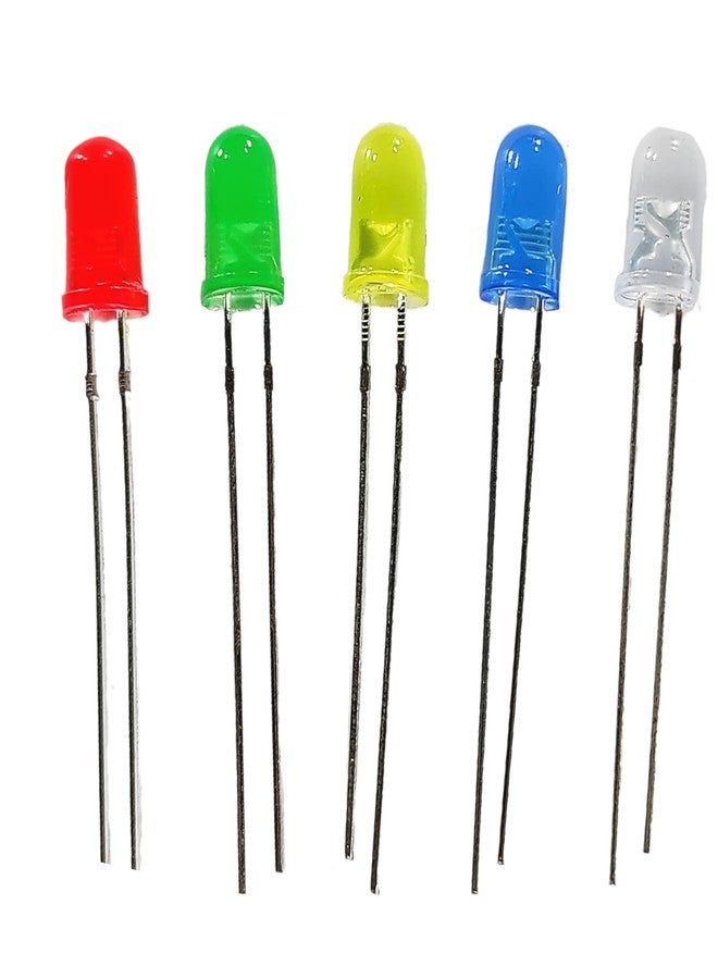 UNIVERSAL HUB Combo of 50 5mm Multicolor LED Light (Red, Green, Blue, Milky White, Yellow) 10 Piece Each High Brightness for DIY Projects - Image 1