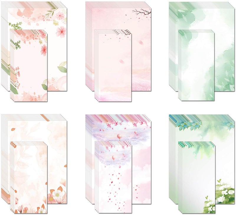 DUGUTUL 30 Stationery Writing Paper with 18 Self Adhesive Envelopes, Stationary Set for Writing Letters, Cute Stick Stationary Set, 6 Unique Designs, Double Sided Printing (48) - Image 1