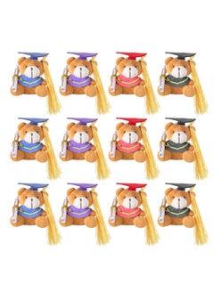 Excefore Mini Graduation Bear Toy,2.76 Inch Class of Tiny Bear Mini Stuffed Animals Plush Grad Bear Keychain Graduation Gift DIY Party Favors  for College High School Kindergarten (12 Pcs)  - Image 1