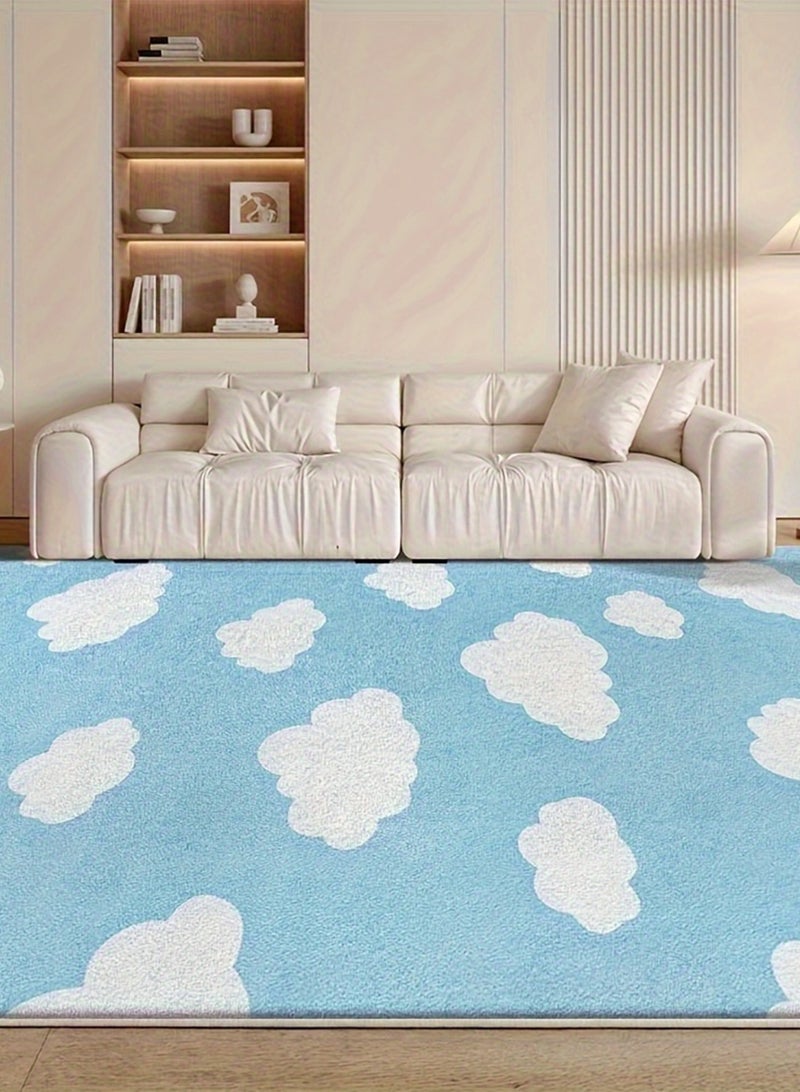 LOOPITYS Carpet, simple blue white cloud pattern (100CM * 160CM) suitable for living room and bedroom - Image 2
