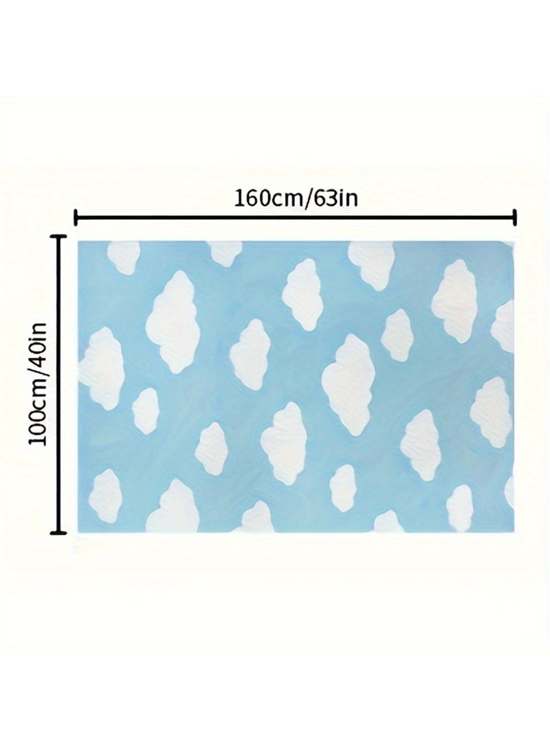 LOOPITYS Carpet, simple blue white cloud pattern (100CM * 160CM) suitable for living room and bedroom - Image 4