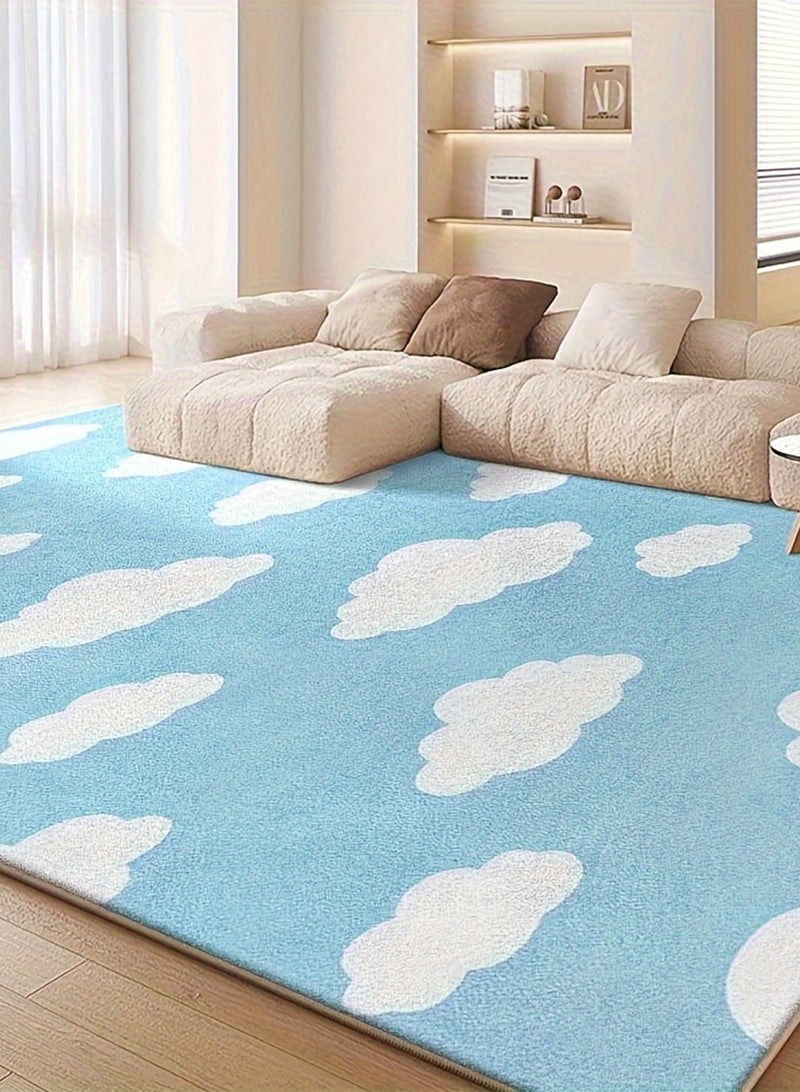 LOOPITYS Carpet, simple blue white cloud pattern (100CM * 160CM) suitable for living room and bedroom - Image 5
